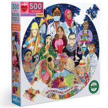 eeBoo: Piece and Love 500 Piece Round Jigsaw Puzzle for International Women's Day