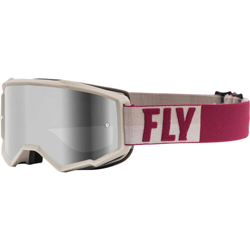 Fly Racing 2021 Zone Goggle (Stone/Berry/Silver Spejl/Smoke Linse, Børn)