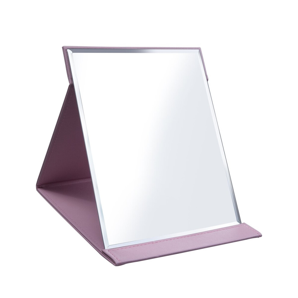 Longsheng - Since 20 Longsheng - Since 2001 - Protable Pu Leather Mirror Folding Desktop Makeup Mirror With Adjustable Stand For Personal Use,Travelling (L, Pink)