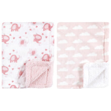 Luvable Friends Unisex Baby Pluche Dekentje met Sherpa Achterkant, Olifant, Eén Maat