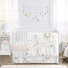 Sweet Jojo Designs Blush Pink Gold Star & Moon Baby Crib Bedding Set - 5pc