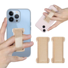 WUOJI Telefoon Grip Houder voor Hand, Universele Vinger Strap Telefoon Houder, Vinger Selfie Grip Compatibel met de Meeste Smartphones (Goud) - 2Pack