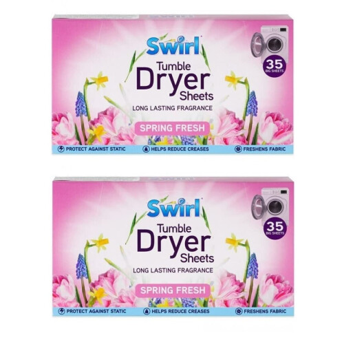 2 Pack Spring Fresh Tumble Dryer Laundry Sheets - 70 Sheets For Fresh Clothes and Linen