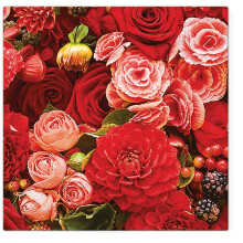 Tete a Tete 3Ply Pastel Flowery Tissue Paper Napkins Decoupage Serviettes 33cm x 33cm - Pack of 20 (Red Bouquet)