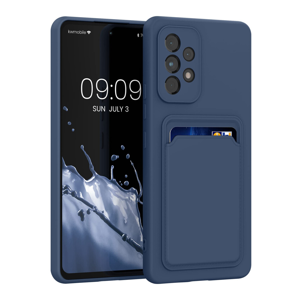 Kwmobile Case Compatible With Samsung Galaxy A53 5G Case - Tpu Phone Cover With Credit Card Holder - Dark Blue 4063004447093