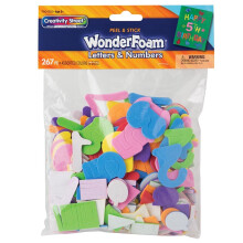 WonderFoam Klæb & Stick Bogstaver & Tal, Assorterede Farver & Størrelser, 267 Stykker