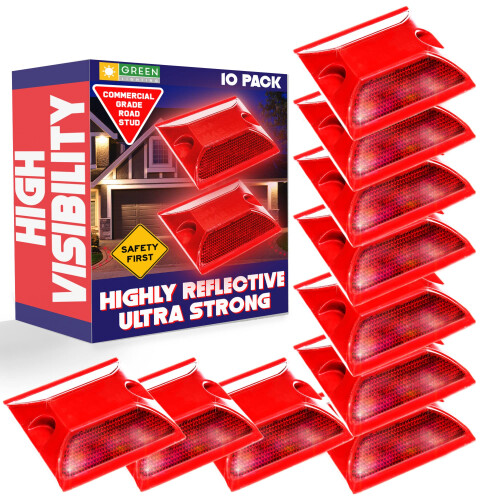 10 Pack Reflecterende Wegmarkeringen - Reflecterende Oprit Marker (Rood)