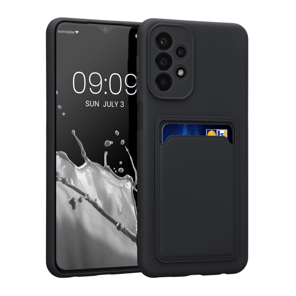 Kwmobile Case Compatible With Samsung Galaxy A23 4G / 5G Case - Tpu Phone Cover With Credit Card Holder - Black 4063004446843