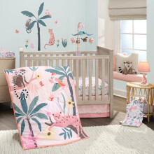 Lambs & Ivy Enchanted Safari Leopard/Lemur Jungle 3-Piece Baby Crib Bedding Sæt