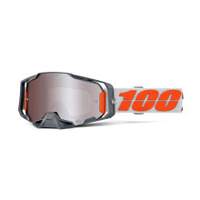 100% ARMEGA Goggles - Eyewear for Dirt Bikes, Motocross, Motorcycle, & Bike Sports - Durable Mountain Biking Goggles - Silver, HiPER Mirror Silver Fla
