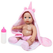 Lissi: Bambola Baby Gia - 12" Cappuccio Unicorno Rosa - Coperta, Bottiglia, Cappello, Abbigliamento Rimovibile