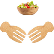 Juego de 2 utensilios para servir ensaladas de bambú, madera natural, pinzas para ensaladas, pasta y frutas. Servidor de ensaladas de madera hecho a