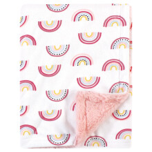 Hudson Baby Unisex Baby Pluche Dekentje met Fuzzy Binding, Moderne Regenboog, Één Maat