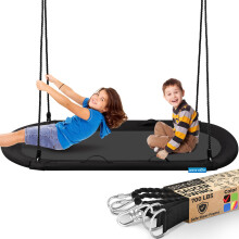 SereneLife 67" Oval Saucer Swing - Giant Outdoor Swing Set with Universal Hanging Kit, Swinging Seat Spinner with Carry Bag, Weatherproof, Water-Resis