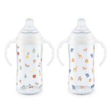 NUK Leerbekerv, 8+ Maanden, Leuke Vruchten en Dieren, Exclusieve Collectie, 10 Oz, Pack van 2, BPA-Vrij, Zachte Tuit, Lekkagevrije Sippy Cup