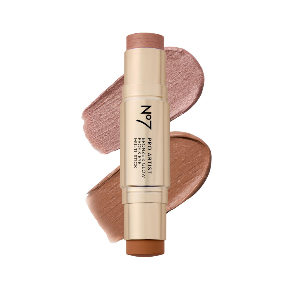 No7 Cream Pro Artist Multi-Use Bronzer Stick & Highlighter Makeup - Dual-Ended Contour And Face Highlighter With Vitamin E And Argan Oil For A Radiant