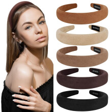 TIFOR 5er-Pack gepolsterte Samt-Haarbänder für Damen und Mädchen – Vintage-Haaraccessoires im 90er-Jahre-Stil mit bauschigem Schwamm