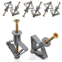 Pacote com 20 buchas universais M8 para gesso cartonado com parafusos de 50 mm, autoperfurantes e com encaixe borboleta, compatíveis com gesso de