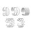 (White K) Women\'s C-Shape Huggie Ear Cuff Set 3