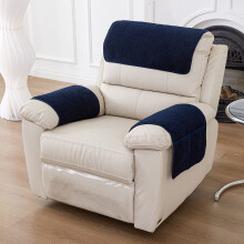 Coussin d'accoudoir en laine d'agneau avec poches, protection douce et moelleuse, organiseur multi-poches pour télécommande/téléphone/lunettes,