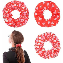 3 coleteros para el cabello de San Valentín – Diseño de corazón y labios, suaves gomas elásticas para el cabello para mujeres y niñas,
