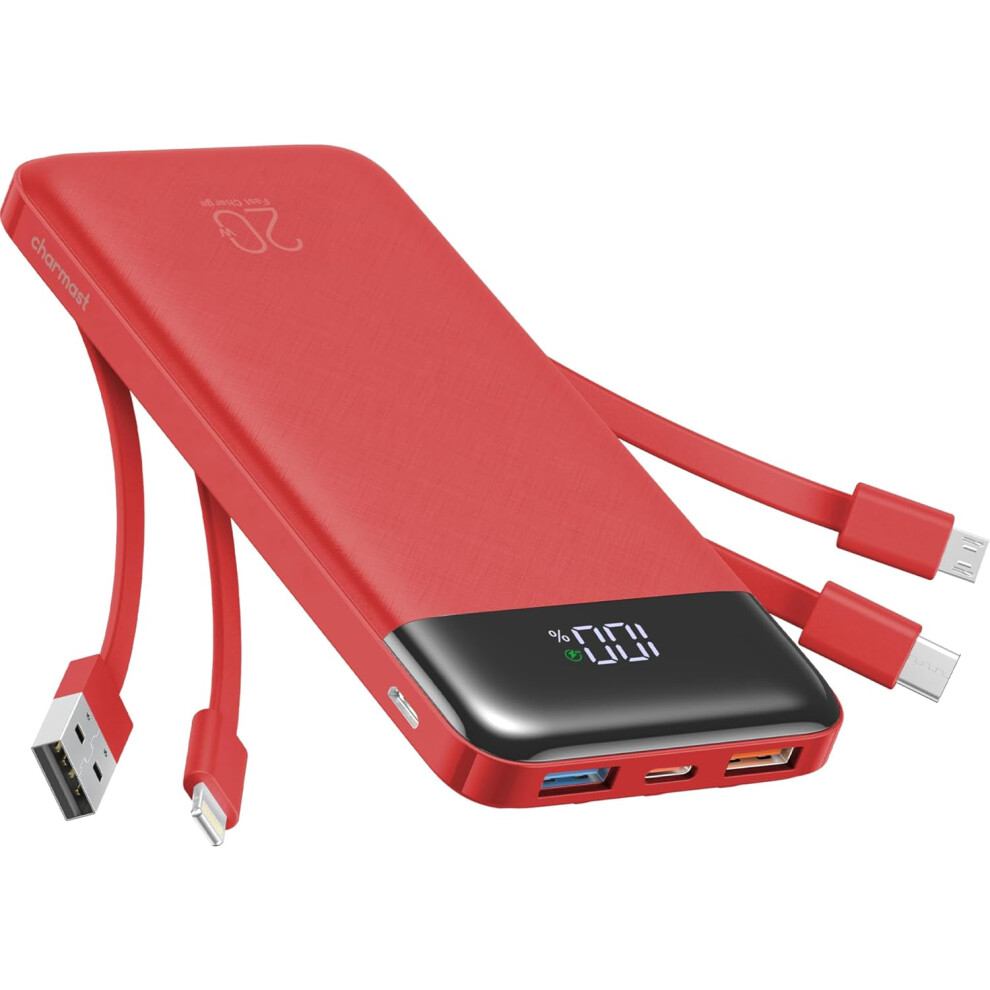 20000Mah 22.5W Power Bank With 4 Cables Red 742406938609