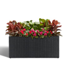 LEWIS&WAYNE Large Rectangular Block Planter Box Handmade Wicker Tall Planters for Outdoor Plants with Removable Liners Modern Planter for Indoor Outdo