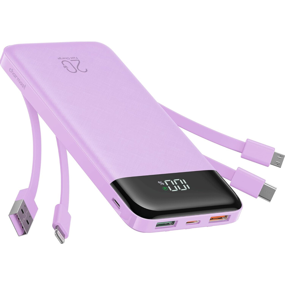 20000Mah 22.5W Power Bank With 4 Cables Purple 742406938623