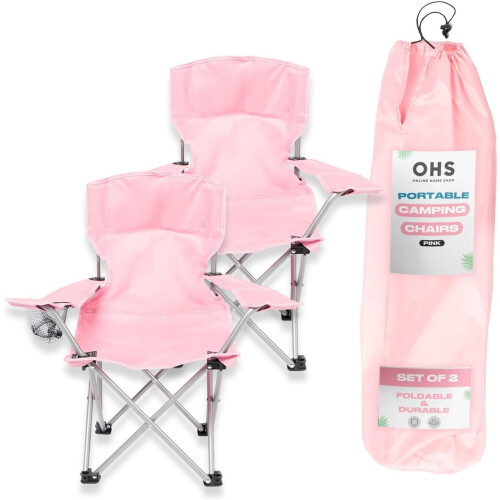 2 Pack Kids Pink Folding Camping Chairs