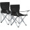 2-Pack Folding Camping Chairs with Cup Holder Black 1