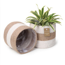 Eco Living Jute Plantenmand - Duurzame Geweven Touw Covers voor Binnen/Buiten Planten Potten 6.5x6.5x6 Inch