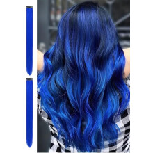Clip In Farverige Lange Hårforlængelser Hårstriber (Mørk Blå - Lige - 2 PCS)