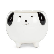 Abbott Collectie Mini Hond met Benen Plantenbak - Keramiek, Wit (3" H)