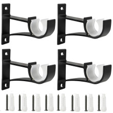 Anndason Stevige Gordijnroede Beugels voor 1, 1,125 en 1,25 Inch Rods, Zwart, (Set van