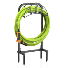 WiwiIron Haveholder til Havevandslange, Fritstående med 4 Stifter, Solid Slangeholder til 150ft Slange
