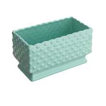 Creative Co-op Keramisk Hobnail Blomsterkrukke med Scalloped Kant og Prikker, Aqua