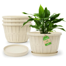 Quarut 35 cm Plast-Blomsterkrukker til Indendørs Planter, 4-pak Store Udeplanter med Drænhuller