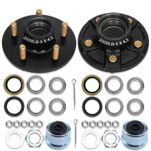 2 Sæt 2000Lbs Trailer Navsæt 5 Bolt 4.5", 5 Lug Trailer Hjulnav Passer til 1" og 1-1/16" Spindler