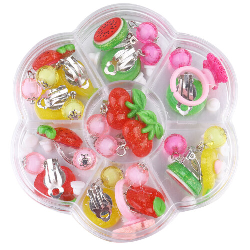 Boucles D'oreilles Enfants Clip Multicolores Fruit Cadeau Sûr 1
