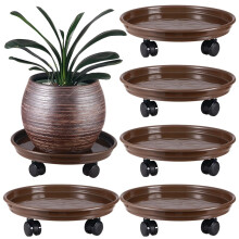 5 Pakker Store Plantevogne med PU-hjul 12" Rullende Plantebunde Holdbare Plastikkurve