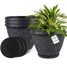Nooulap 4 Pack 30 cm Store Blomsterkrukker til Indendørs Udendørs, Plast Potte med Drænhul & Tallerken