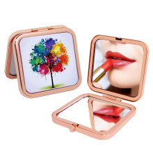 GLINTZ Kompakter Kosmetikspiegel für Herren Damen, Reise Make-up Spiegel für Handtasche, Geldbörse, Tragbarer doppelseitiger Vergrößerungsspiegel