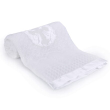 Booulfi Baby Blanket Neutral Child of God White Christian Baby Blanket with Satin Trim Cross Embroidery 36x37