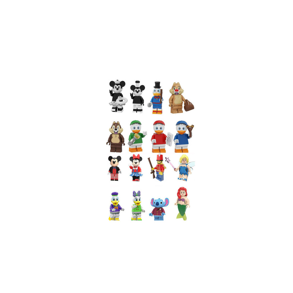 Enekio 16Pcs Disney Mickey And Donald Duck Mini Doll Toys Suitable Fit Lego