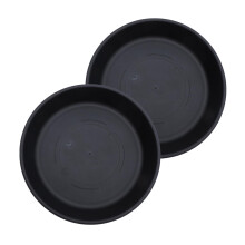 HC Companies 12 Tommer Rund Plast Classic Plant Saucer - Indendørs Udendørs Potte Trays - 12,5"x12,5"x2,13" Sort (Pakke med 2)