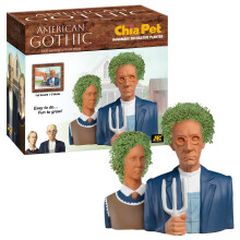 Chia Pet American Gothic med Frøpakke, Dekorativ Potteplante, Sjov og Nem at Dyrke, Gaveidé til Enhver Anledning