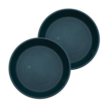 HC Companies 12 Inch Rund Plastisk Klassisk Plantefat - Indendørs Udendørs Plantebakker til Potte - 12.5"x12.5"x2.13" Evergreen (Pakke med 2)