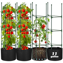 SUNXIZ 4 Pak Tomatostativer 55 x 12 Tommer til Have med 11 Gallon Runde Vækstposer