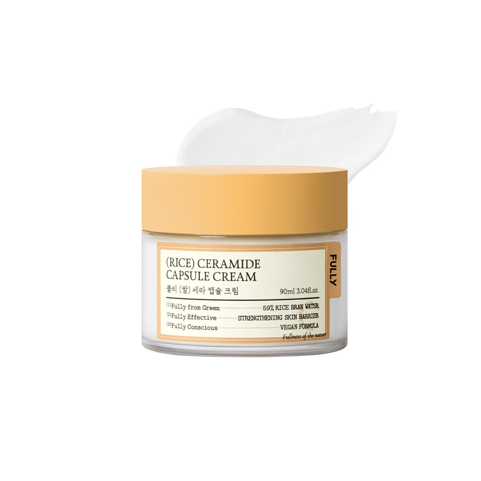Fully Cream Rice Ceramide Moisturizing - Deep Hydration Korean Facial With Rice Bran Extract & Ceramide, Strengthens Barrier, Glowing Skin, Frag