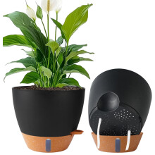 2 Pak 10 tommer Plantepotter, Plastisk Selvvandende Blomsterpotter med Drænhuller